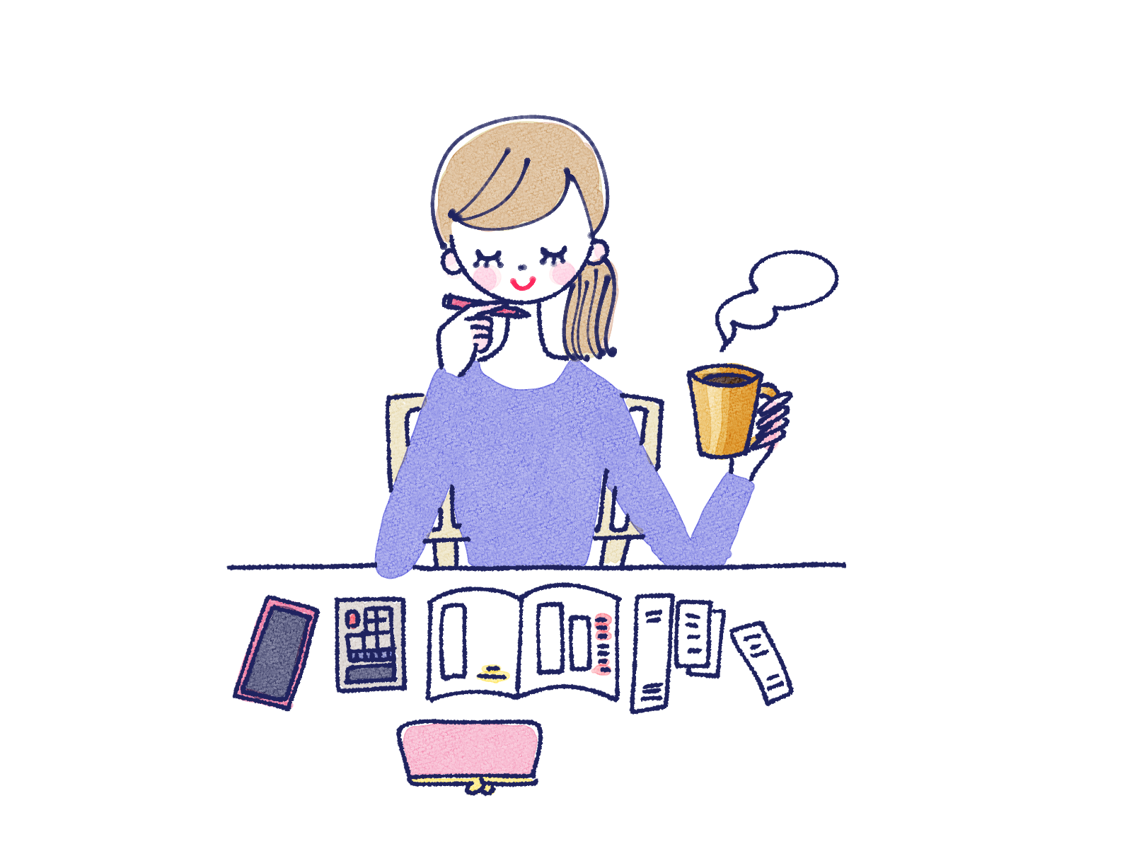 デスクワークのイラスト